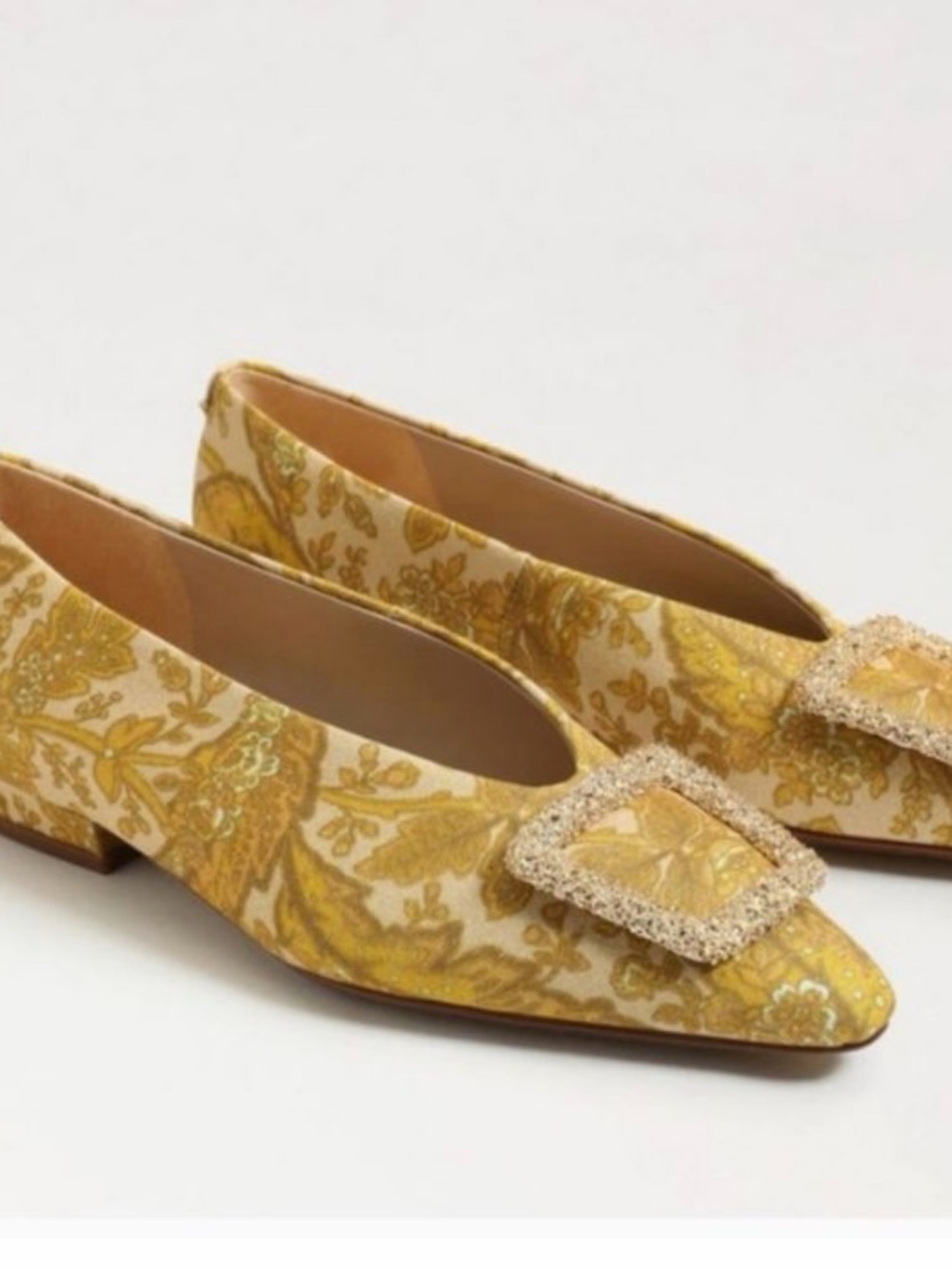 SAM EDELMAN Janina Gold Floral Brocade Retro Mid-Century Ballet Flats Shoes 6